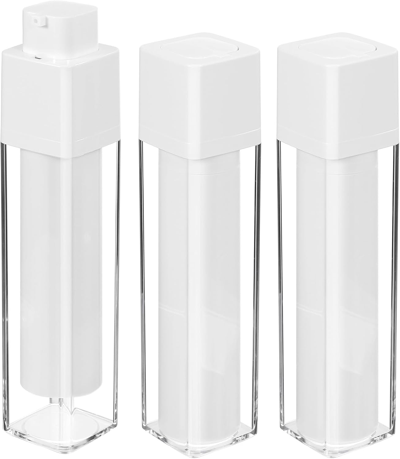 Airless Pump Dispenser Foundation Bottle: 3pcs 50ml Skincare Moisturizer Empty Refillable Pumps Container 1.7oz Reusable Travel Dispenser Pumps Bottle