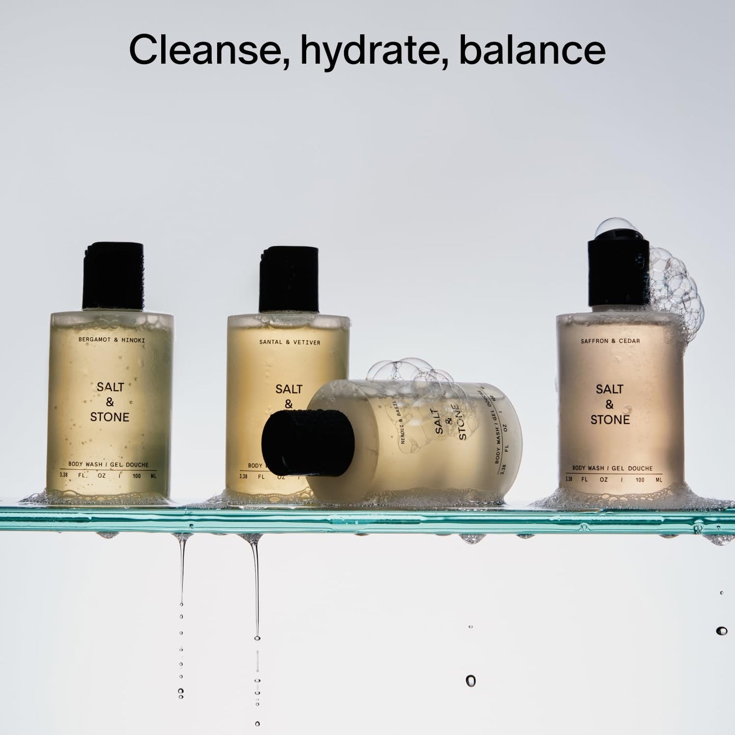 Salt & Stone Body Wash Mini Discovery Set | For Women & Men, Sulfate, Paraben, & Dye Free, Leaves Skin Soft and Hydrated | Antioxidants for Deep Moisture | Travel-Sized Body Wash