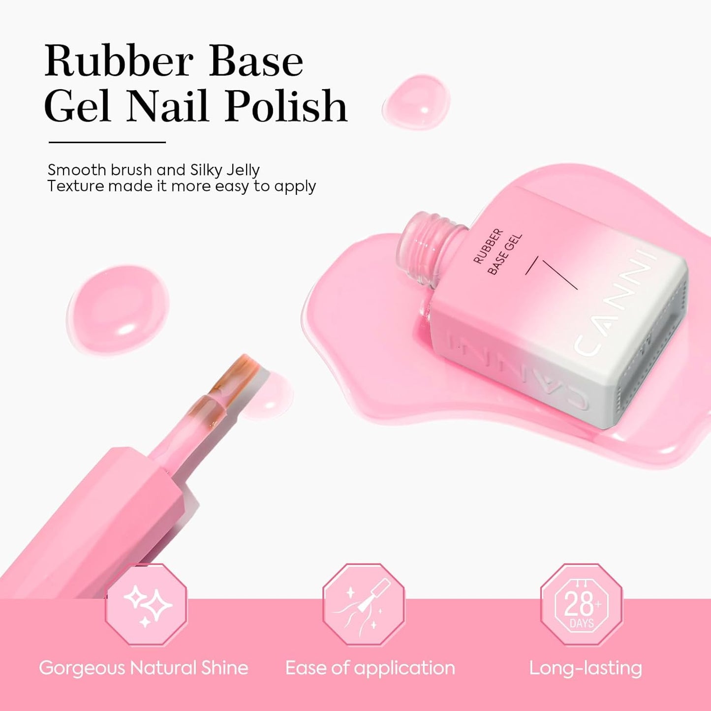 CANNI Rubber Base Gel Nail Polish Set- 6 Pcs 9 Ml Transparent Pink Rubber Base for Nails, Soak Off LED Nail Gel Manicure Kit DIY at Home Salon Gifts