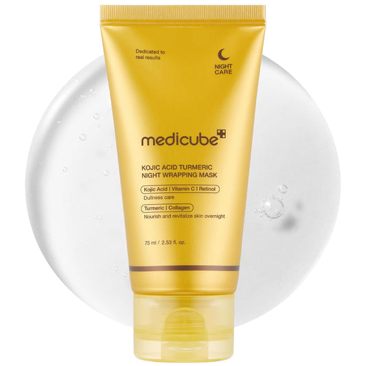medicube Kojic Acid Turmeric Overnight Wrapping Peel Off Mask – Brightens & Defends Against Skin Stress for a Clear, Glowing Complexion, Korean Skincare, 2.53 fl. oz.