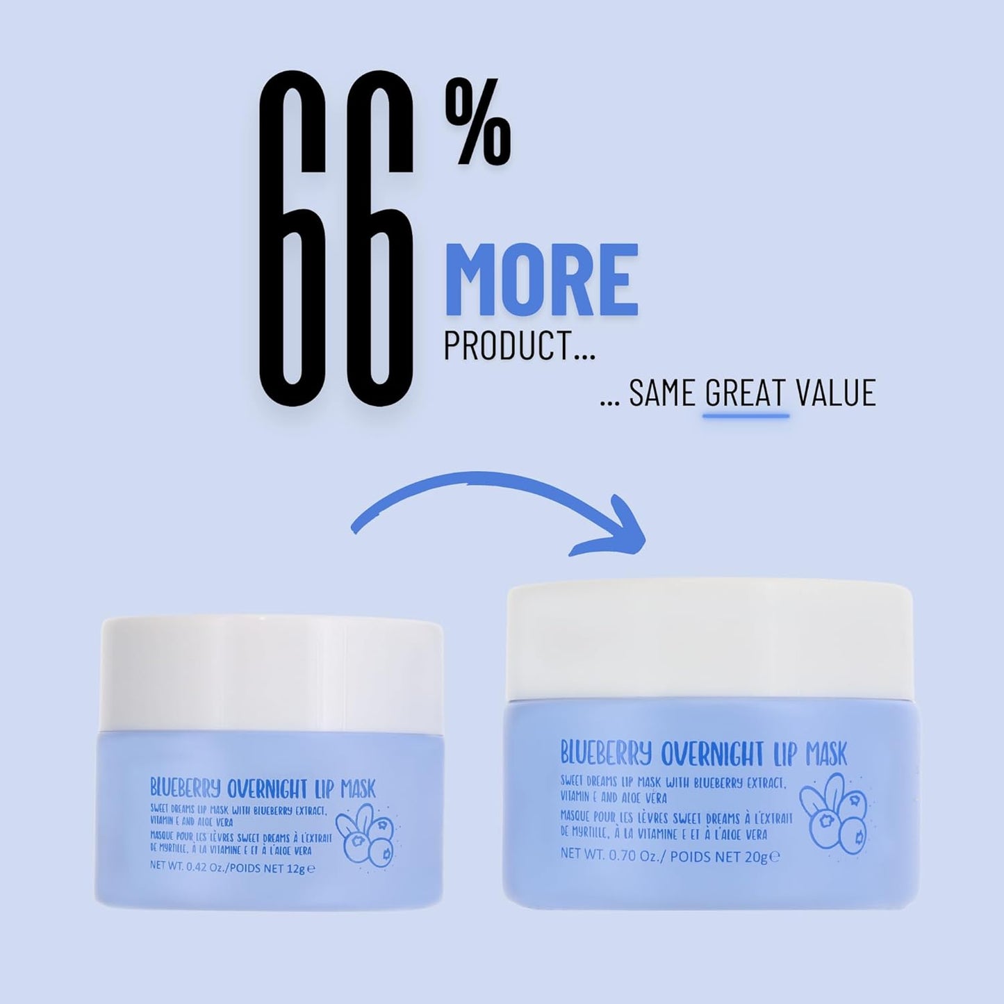 W7 Sweet Dreams Blueberry Lip Mask - Vitamin E, Aloe Vera and Grape Seed Oil - For Hydrated, Full Looking & Irresistible Lips - 0.67 Fl Oz