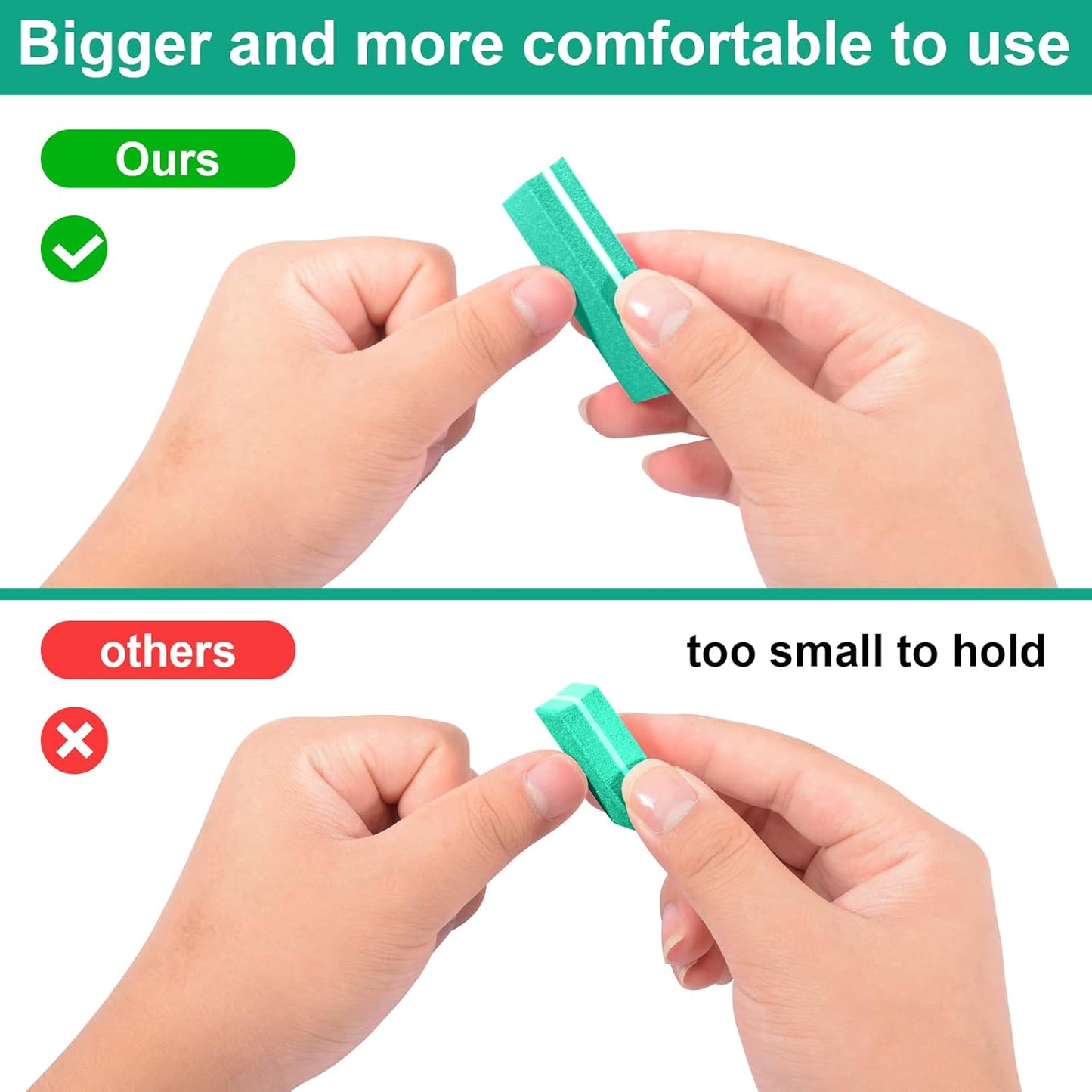 Diesisa Buffer Block Nail File, 100/180 Grit Sponge Nail Buffers for Acrylic Nails, Mini Buffing Block Double Sided for Manicure Tools 30 Count - Green