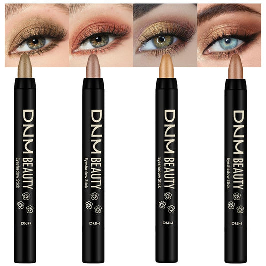 evpct 4Pcs Cream Eye Shadow Brightener Sticks Set for Eyes, Light Khaki Bronze Desert Beige Gold Shimmer Metallic Eyeshadow Pencil Applicator Stick Palette Makeup Waterproof sombras en crema para ojos