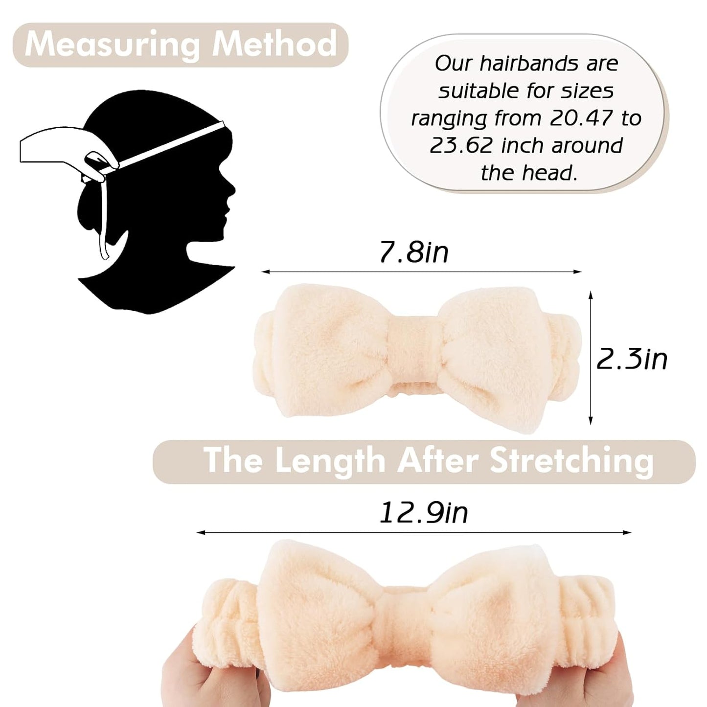 Zkptops 6Pcs Spa Headband for Washing Face Wristband Set Sponge Makeup Skincare Terry Cloth Headband Bubble Soft Get Ready Hairband Women Puffy Padded Headwear Non Slip Hair Accessory(Beige)