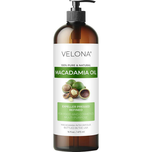velona Macadamia Nut Oil 16 Fl Oz | 100% Pure and Natural Carrier Oil | Refined, Cold pressed | Cooking, Skin, Hair, Body & Face Moisturizing | Use Today - Enjoy Results
