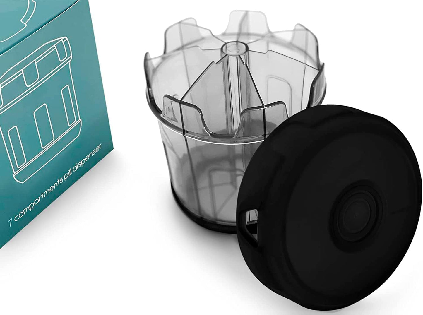 Extra Large Supplement Organizer with XL 7 Compartments, TPU Soft Lid Easy to Load and to Use Pill Dispenser, 1 Month Jumbo Vitamin Holder Medicine Organizer Storage