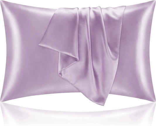 BEDELITE Satin Pillowcase for Hair and Skin, Super Soft and Cooling Similar to Silk Pillow Cases 2 Pack with Envelope Closure, Gift for Women Men(20"x40" King Size, Lavender)