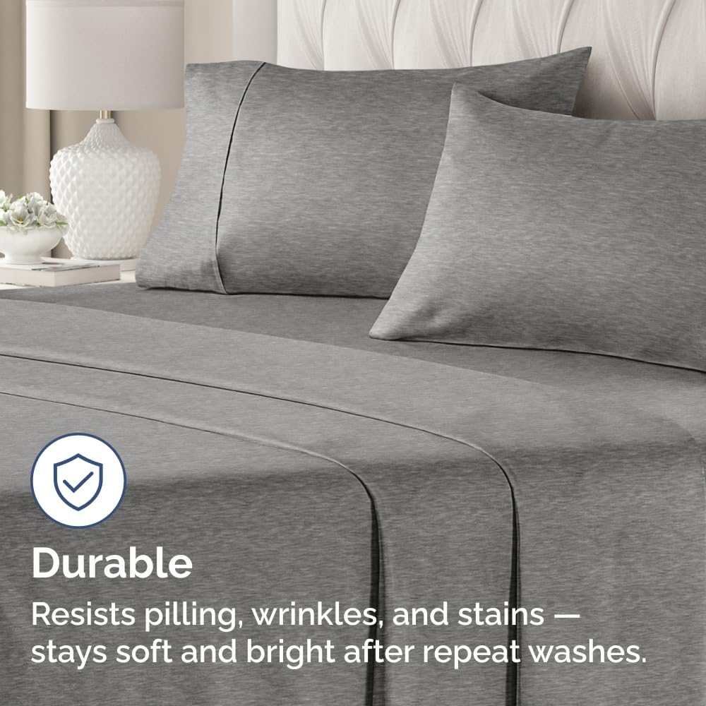 King Pillow Cases Set of 4 - Ultra Soft Hotel Quality Pillowcase Covers - Comfy, Cozy & Wrinkle Free - Shrinkage and Fade Resistant - Machine Washable Pillow Protectors - 4 Piece Set - Heathered Grey