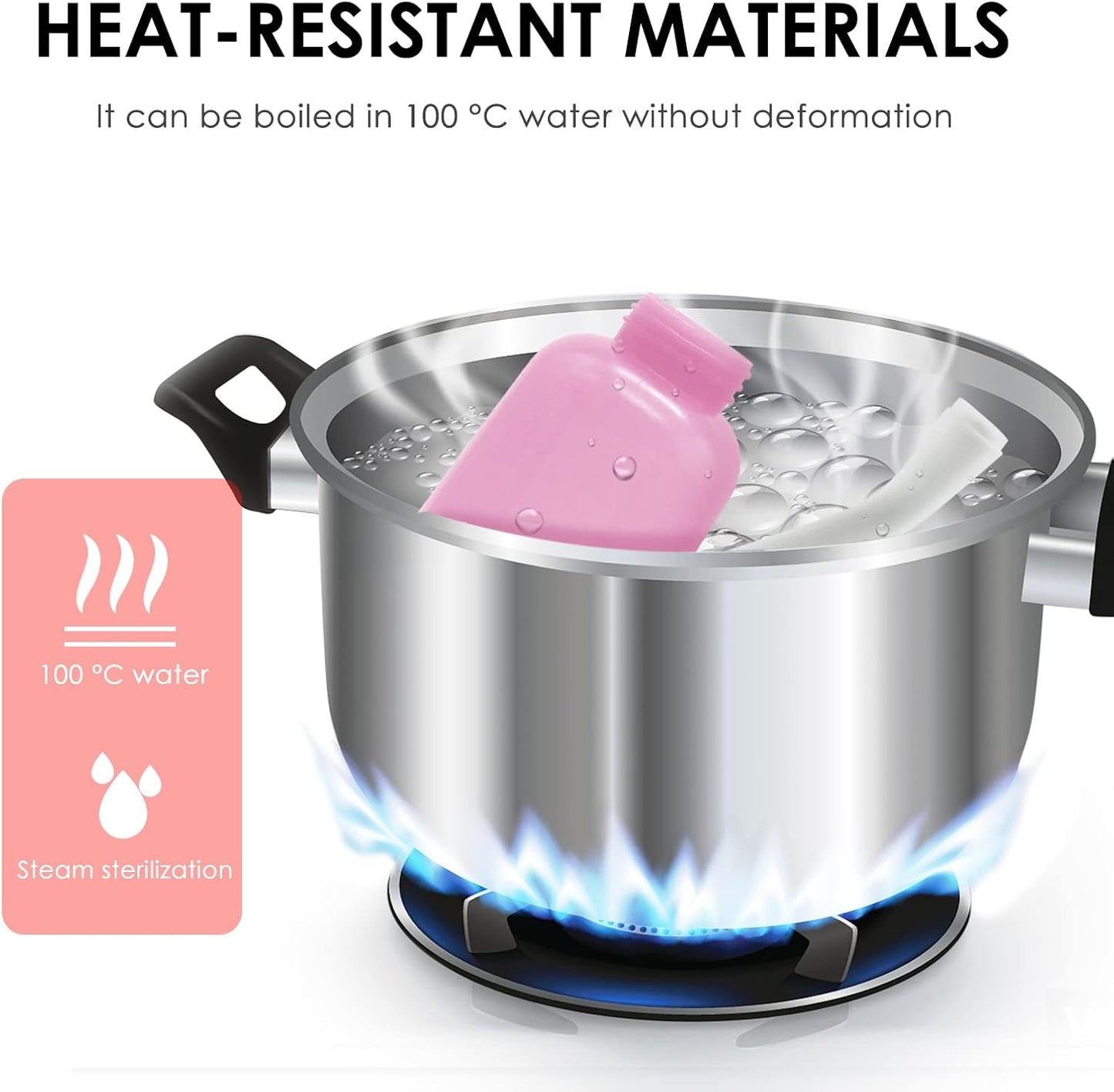 RUFCRIL Peri Bottle, Portable Travel Bidet with Bag, TPE Material Can Be Boiled, 17oz/500ml with 2 Sealing Rings,Essentials for Postpartum Perineal Care,Hemorrhoid Treatment,and Baby(Pink)