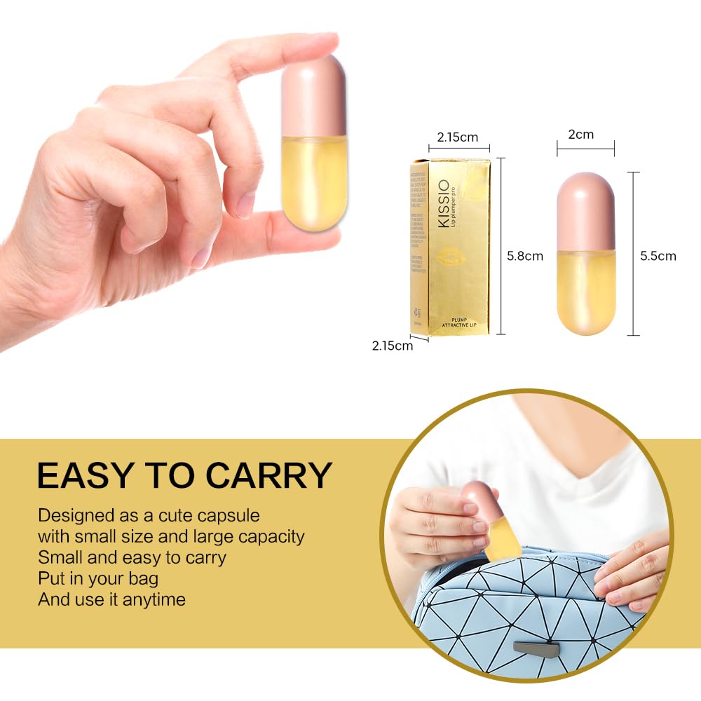 KISSIO Natural Lip Plumper,Lip Plumping Lip Gloss,Lips Plumper Gloss,Lip Plumper,Moisturizing& Reduce Fine Lines 5.5ml For Day Use