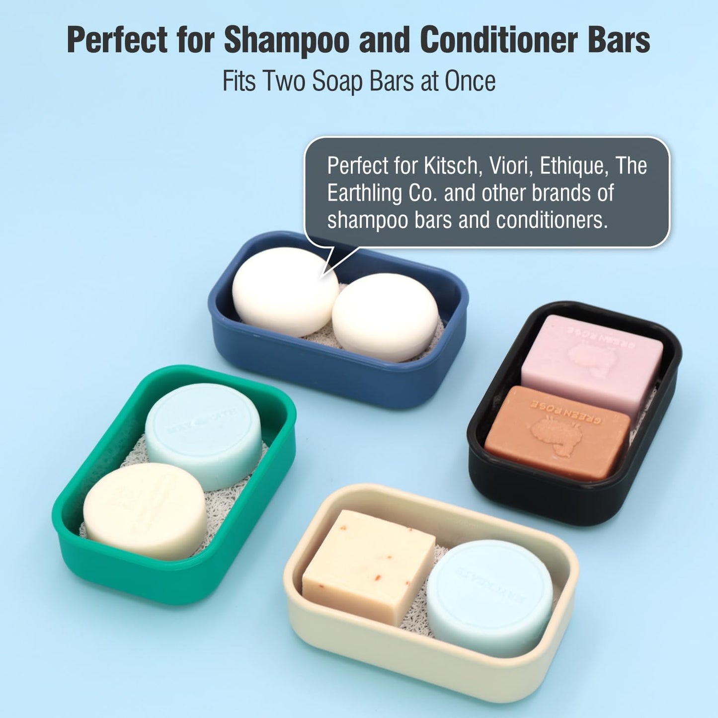 Enhanced Leak Proof Travel Soap Case, AIMAIAIMAI Silicone Soap Container with Draining Layer, Portable Bar Soap Holder for Bathroom, Camping, Gym, Easy to Clean (Blue)