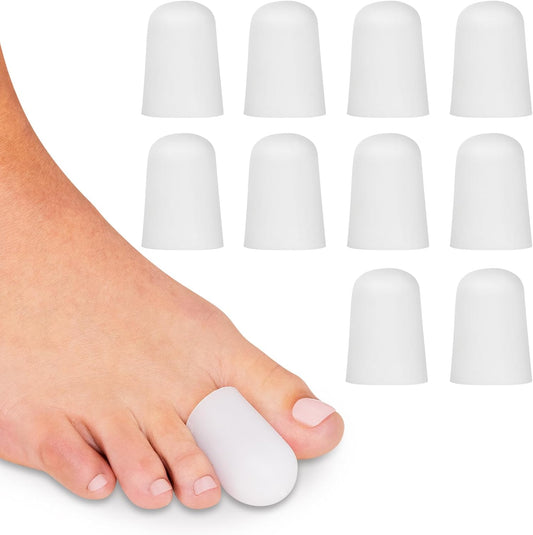 ViveSole Soft Gel Toe Protectors for Men & Women (10 Pack) - Toe Caps for Foot Pain Relief - Flexible Cushion Sleeves for Blisters, Ingrown Toenails, Hammer Toes, Corns, Calluses, Blisters (Medium)