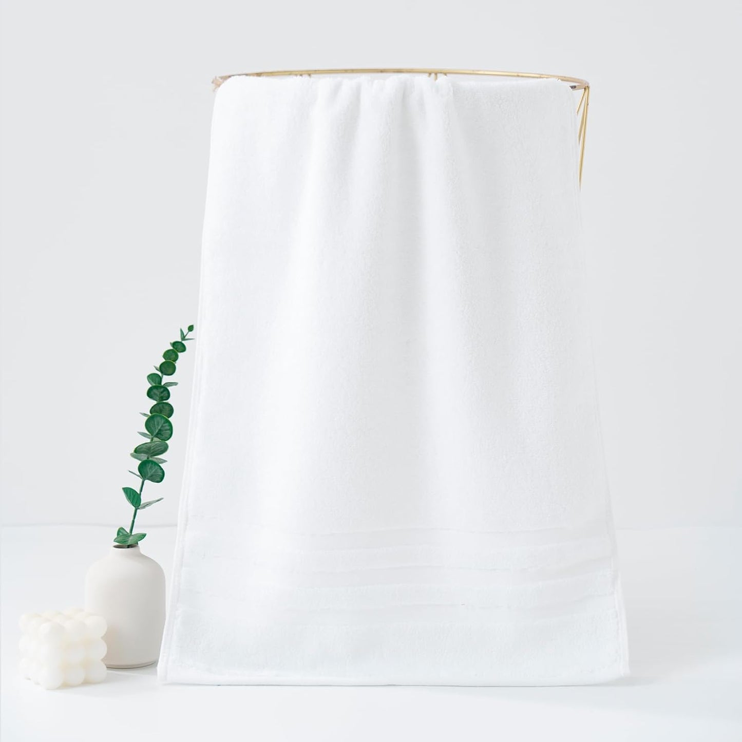 kimteny 100 Persent Cotton Premium Hand Towels Set of 2, (16 x 32 inches) 600GSM Cotton Thick Towel, Ultra Soft and Highly Absorbent Towels for Bathroom Gym Shower Hotel Spa (White)