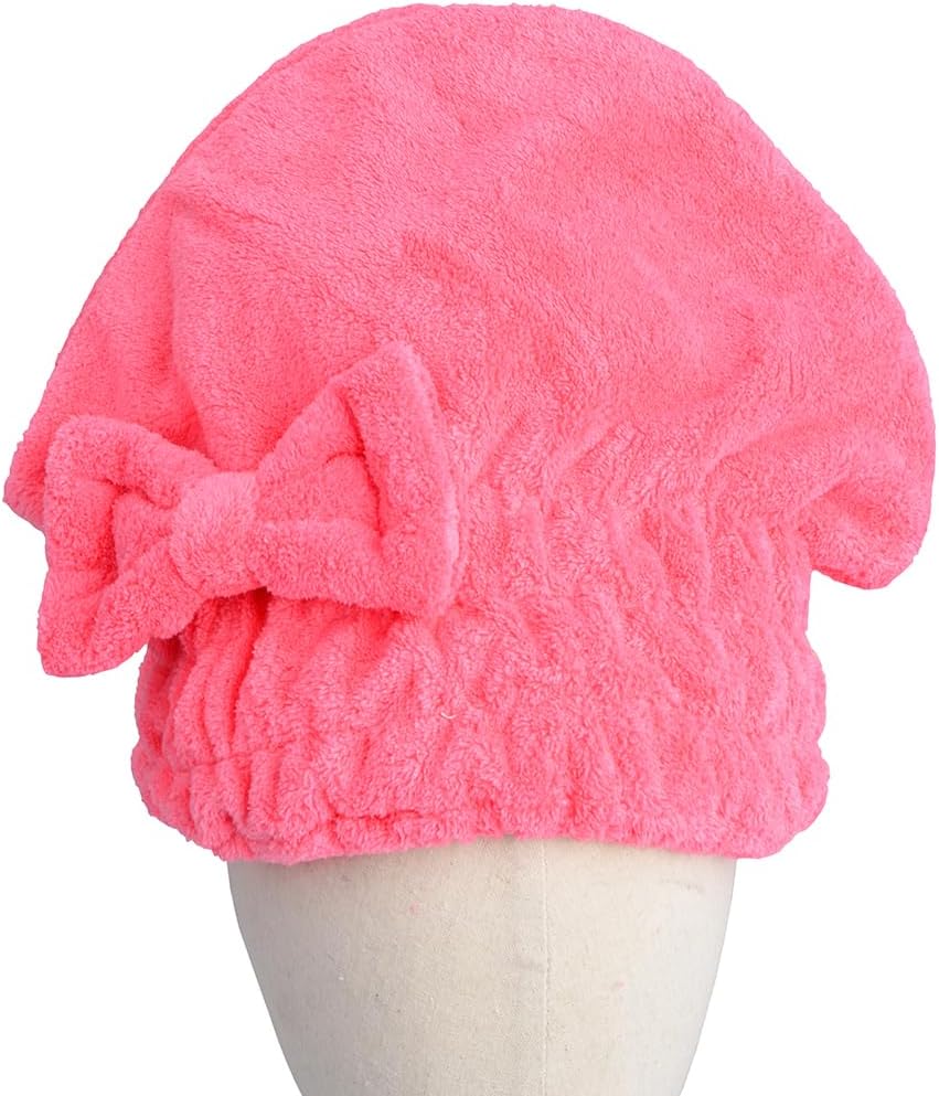 HOPESHINE Microfiber Hair Towel Cap for Women Wet Short or Long Curly Hair Super Absorbent Quick Dry Turbans Anti Frizz Great Gift for Women and Girls (Black+Rose red, 2)