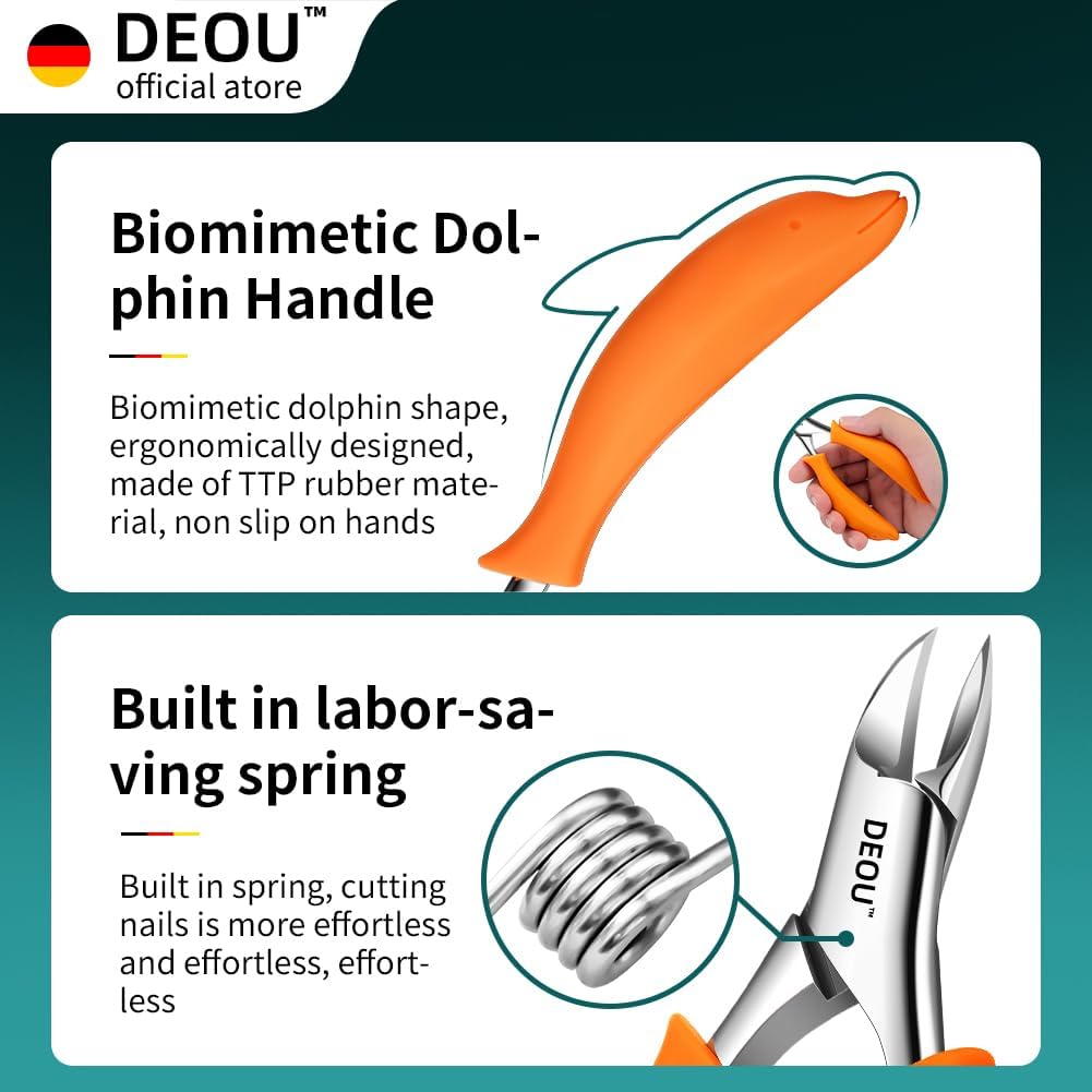 Podiatrist Toenail Clippers Ingrown Toenail Tools for Thick Nails and Inlaid Nails,Manicure and Pedicure Clippers,Heavy Duty Nail Clippers, Pedicure Tools (Orange)