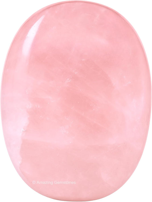 Amazing Gemstone Rose Quartz Crystals and Healing Stones - Large Palm Stone Crystals Piedra - Crystal for Good Luck, Balanced Positive Energy, Meditation, Unique Stocking Stuffers Gifts for Women, Men