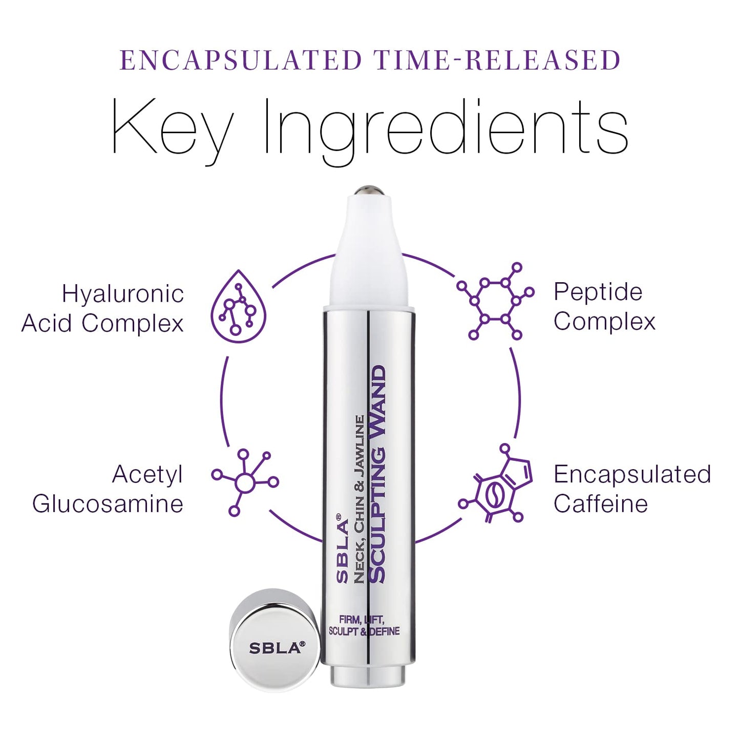 SBLA Beauty - Neck, Chin & Jawline Sculpting Wand 0.7 Fl Oz / 20mL - Lifts & Firms the Neck, Chin, Jawline & Decollete - Reduces Lines & Wrinkles - Smooths, Tightens Sagging Skin - Evens Out Skin Tone