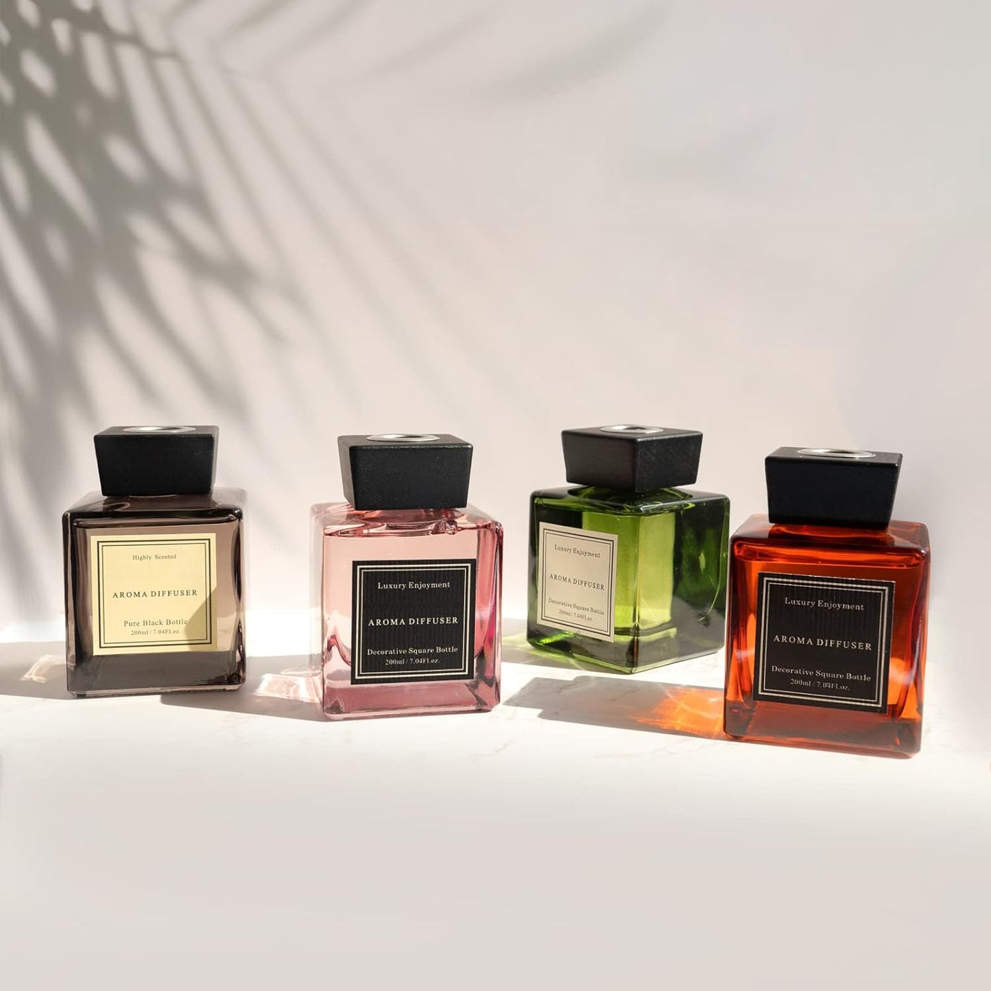 White Musk Cedar Reed Diffuser Freshen Up Your Living Space Transform Your Home with Natural Fragrance Room Scent Diffuser with 5 Diffuser Sticks 7.04 oz - Black