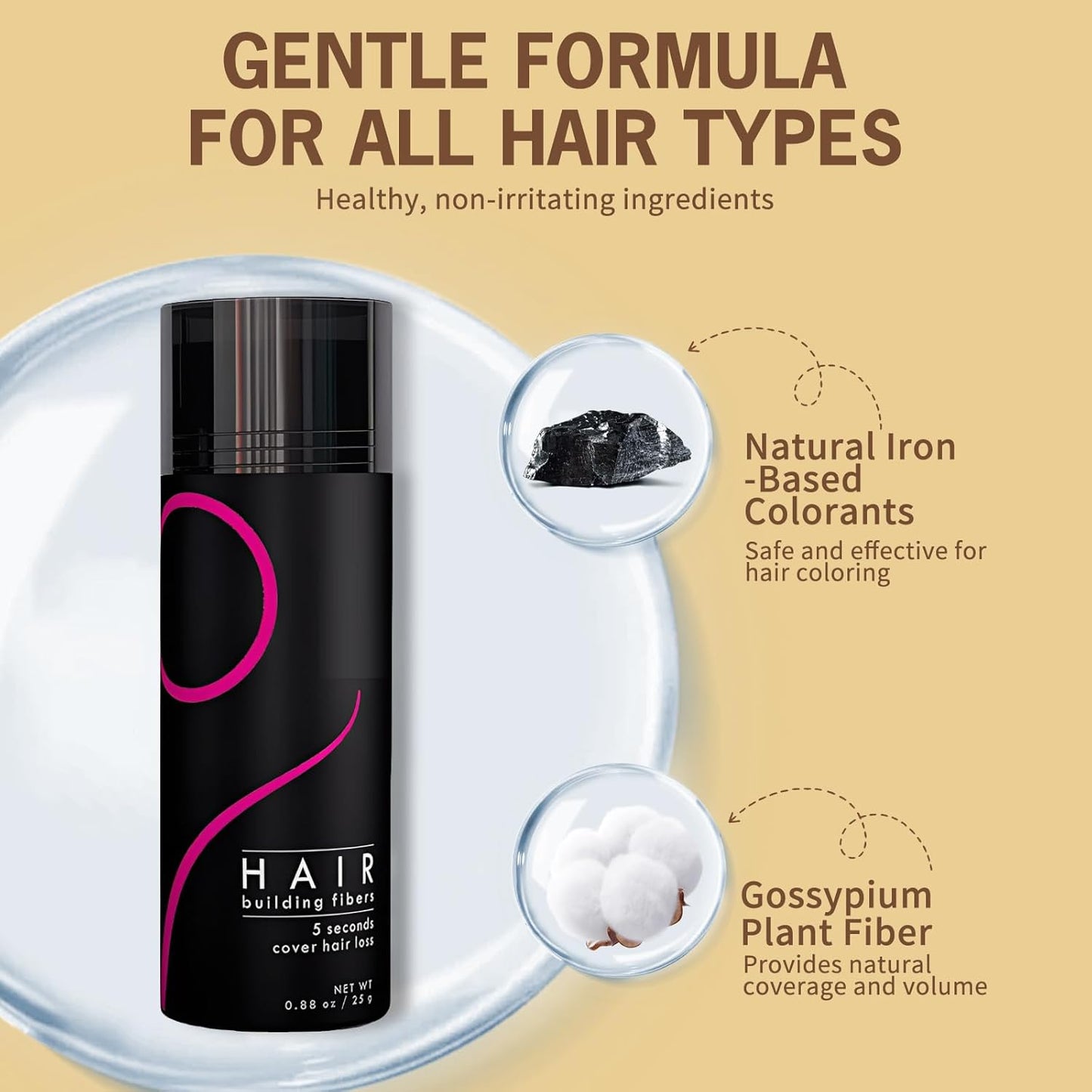 Gowwim Hair Fibers for Thinning Hair 25g Hair Building Fibers Instantly Cover Sparse Hair Areas-Bald Spots Cover up Dark Brown