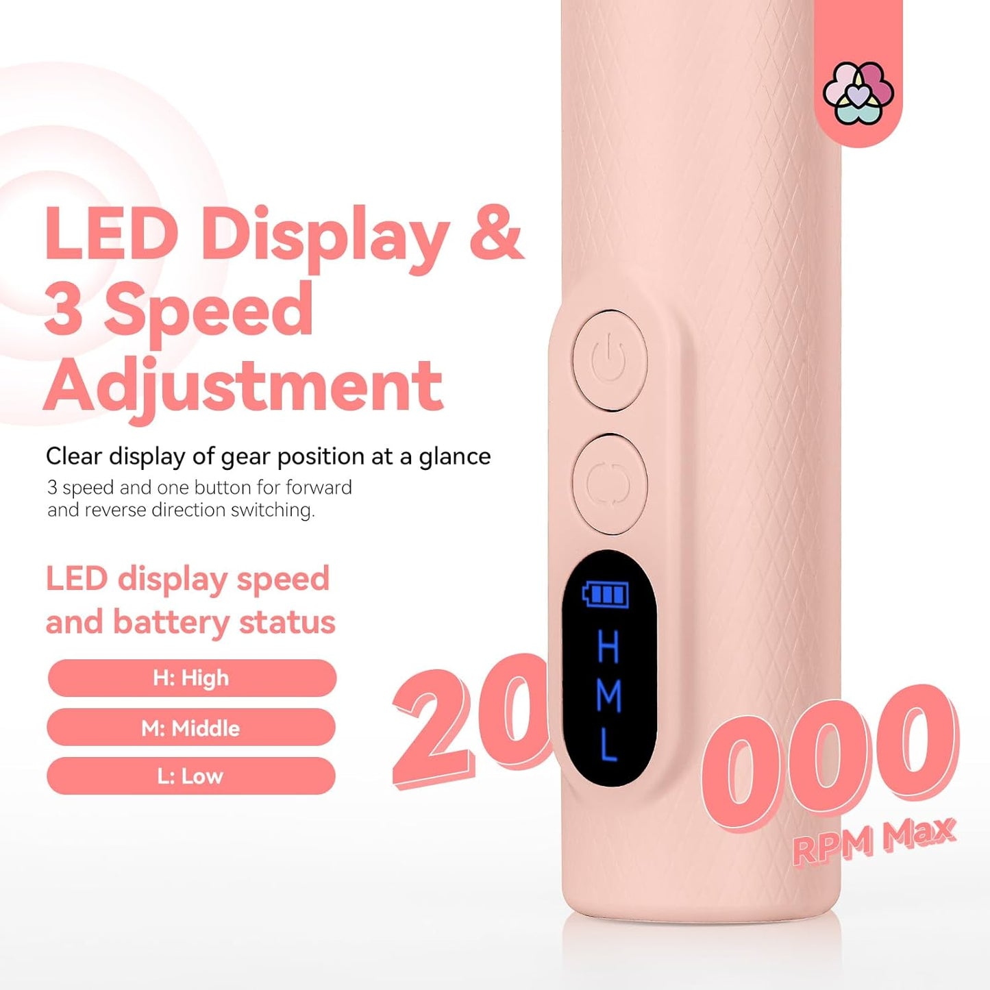 SAVILAND Professional Electric Nail Drill: 20000RPM Cordless Efile Nail Drill Pink Protable Nail File with Base for Nail Grinding & Polishing Gel Acrylic Nails Faster Remover Salon at Home