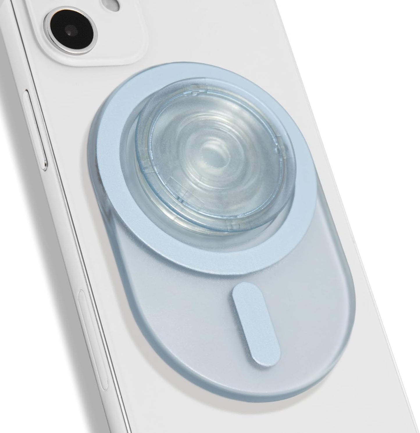 Oval Magnetic Phone Grip – MagSafe Compatible, Translucent Design, Slim and Lightweight, Grip and Stand for iPhone (Blue)