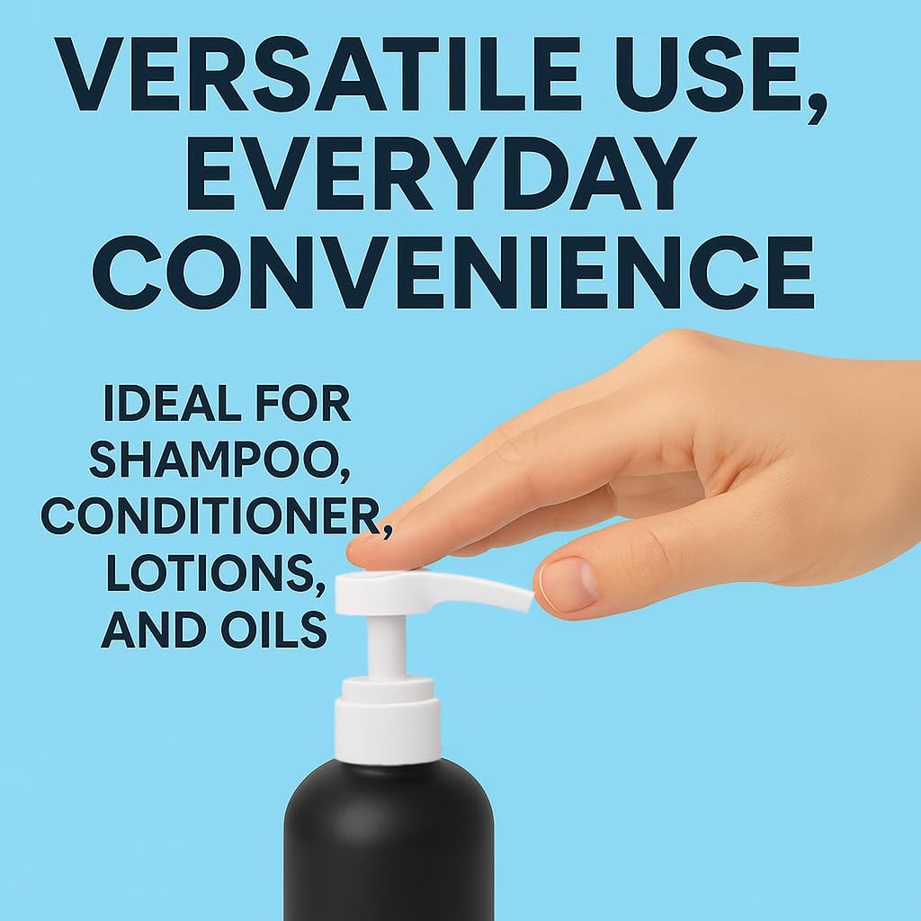 Universal Shampoo/Conditioner Dispenser Pump for Bottles, Leak Proof, Pump Top Fits 1 L/33.8 oz Bottles, 28/410 Neck Size (White - Pack of 4)