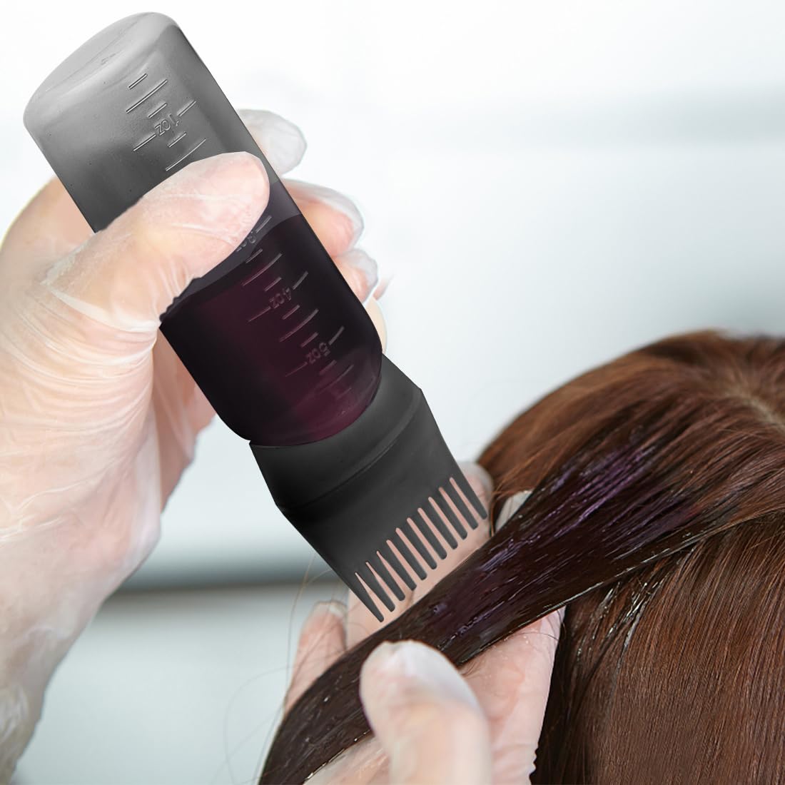 4 Pcs Root Comb Applicator Bottle 6oz,Hair Oil Applicator Bottle for Hair,Oil Comb Applicator Hair Bottle Applicator for Hair Dye Shampoos Hair Salons Camping Traveling (black+white+purple+pink)