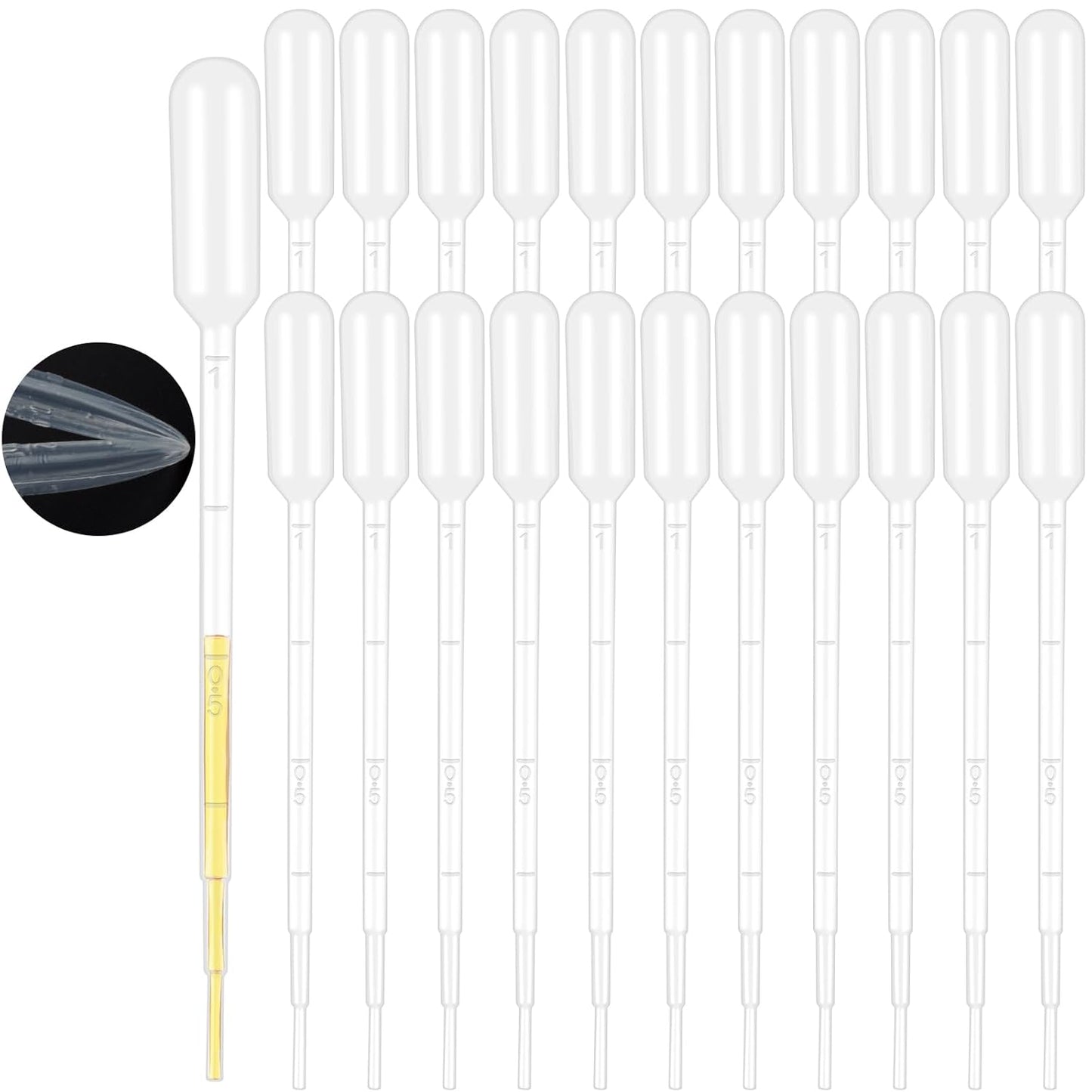moveland 25Pcs 1ML Pipettes Dropper - Disposable Pipettes Plastic Dropper for Lab Science, Essential Oil, DIY Art, Medicine - Excellent Suction Without Leakage