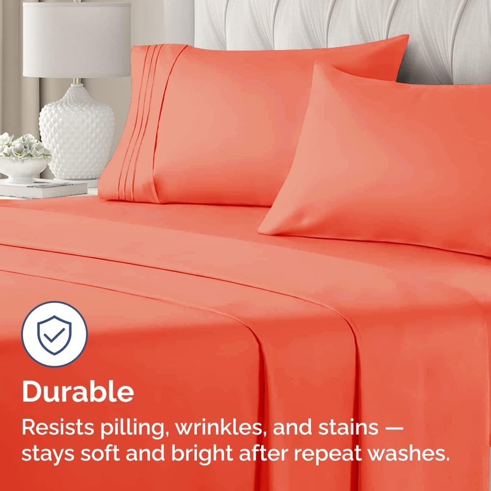 Queen Pillow Cases Set of 2 - Ultra Soft Hotel Quality Pillowcase Covers - Comfy, Cozy & Wrinkle Free - Shrinkage, Stain and Fade Resistant - Machine Washable Pillow Protectors - 2 Piece Set - Coral