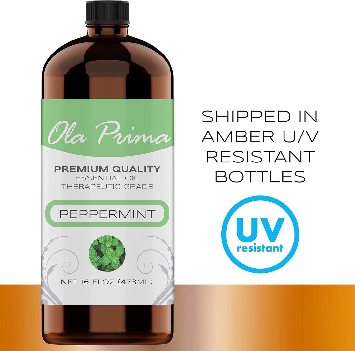 Ola Prima Peppermint Essential Oil Therapeutic Grade 16 oz for Aromatherapy, Diffuser, Cleaning, Lotions, Creams, Bath Bombs, Scrubs, Candles