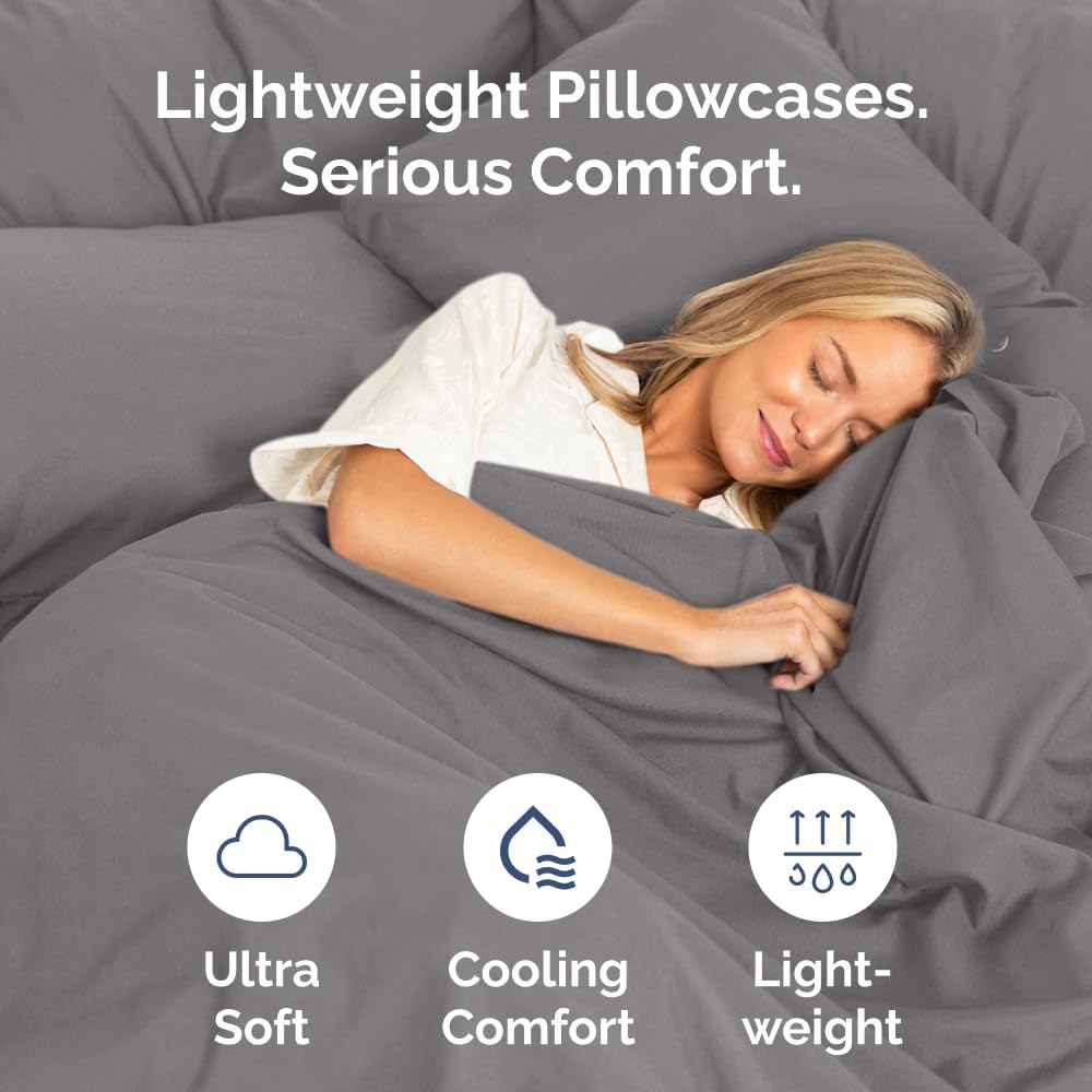 Queen Pillow Cases Set of 6 - Ultra Soft Hotel Quality Pillowcase Covers - Comfy, Cozy & Wrinkle Free - Shrink, Stain and Fade Resistant - Machine Washable Pillow Protectors - 6 Piece Set - Dark Grey