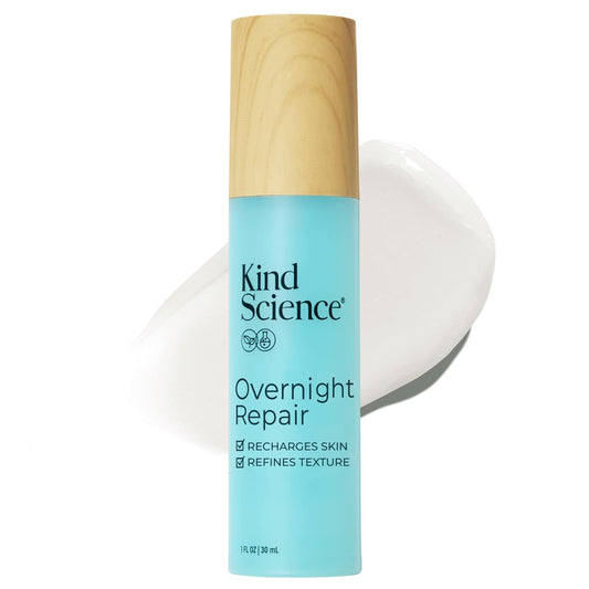 Kind Science Overnight Repair Night Moisturizer for Face - Night Cream for Women Anti Aging to Re-Energize & Hydrate Look of Tired Skin with Niacinamide & Shea Butter - Fragrance Free, Cruelty Free