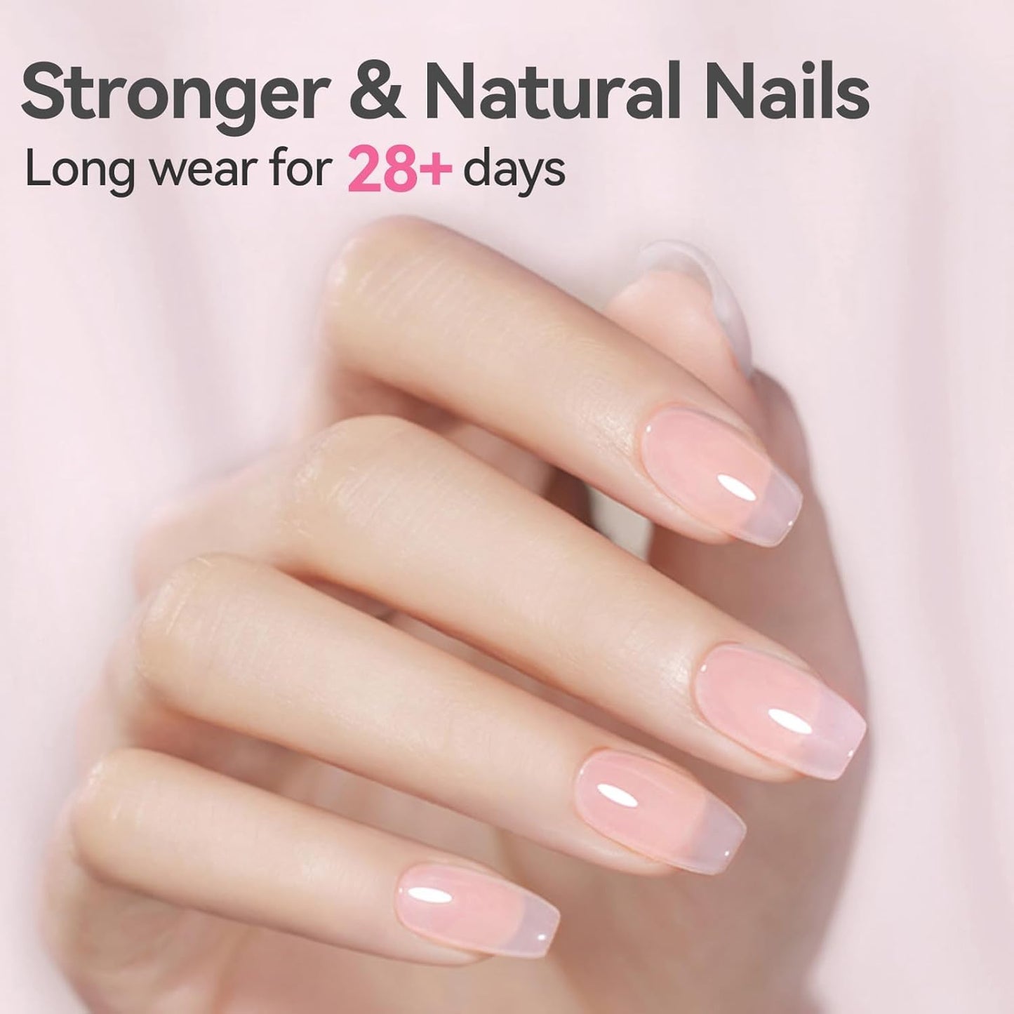 Born Pretty Builder Gel for Nails 8-in-1，15ML Clear and Cover Pink Builder Nail Gel Set, Transparent Extension Gel Rhinestone Glue for Nail Art Base Gel, LED Nail Lamp Cured Hard Gel Builder