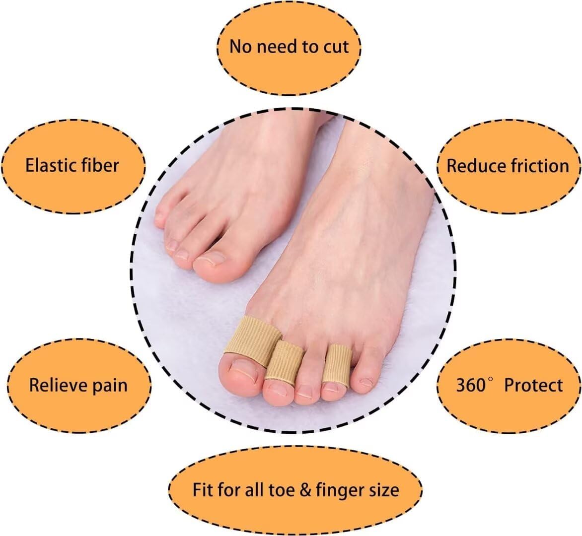 Toe Sleeve Protectors Toe Cushion Tube Soft Gel Corn Pads Protectors, 42PCS Toe Spacers for Bunion, Hammer Toe, Cushions Corns, Blisters, Calluses on Toes, Fingers, Feet, YEAJOIN (5 Size)