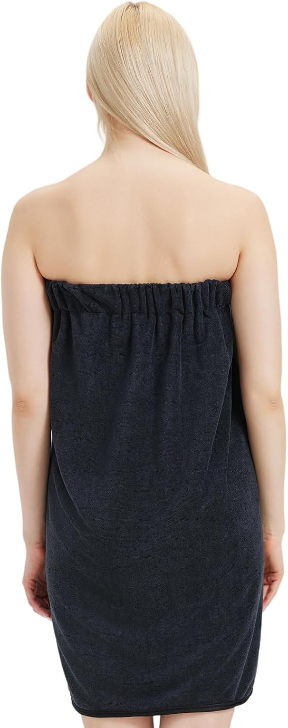 Womens Bath Body Wrap Towel Lightweight Shower Spa Wrap Robe Adjustable Closure Bathrobe