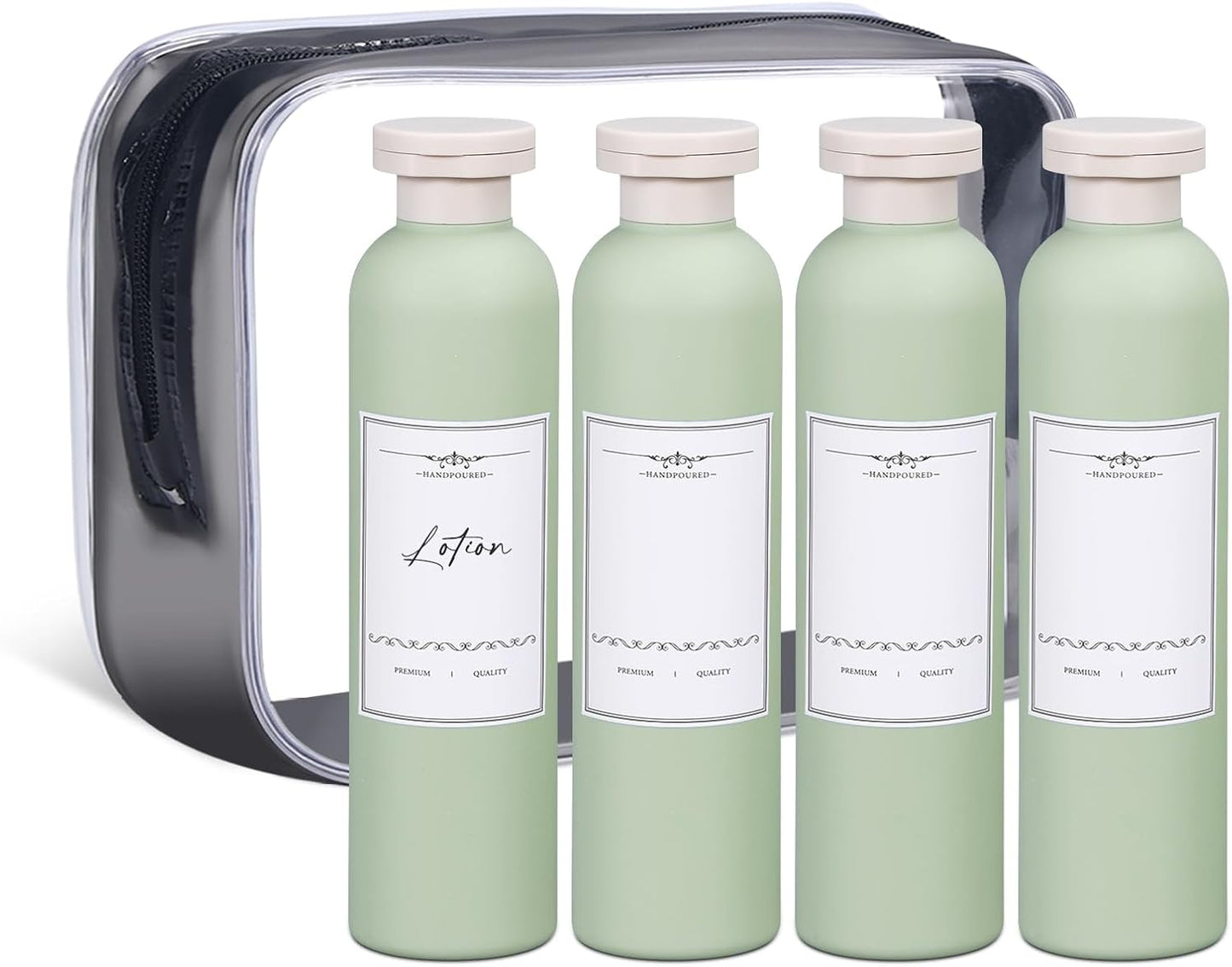 ASEVAT 8.8 oz Travel Refillable Shampoo Bottles, Plastic Empty Plastic Squeeze Bottles with Flip Cap, Travel Containers for Shampoo and Conditioner for Lotion, Cream and Liquids (4Pcs)