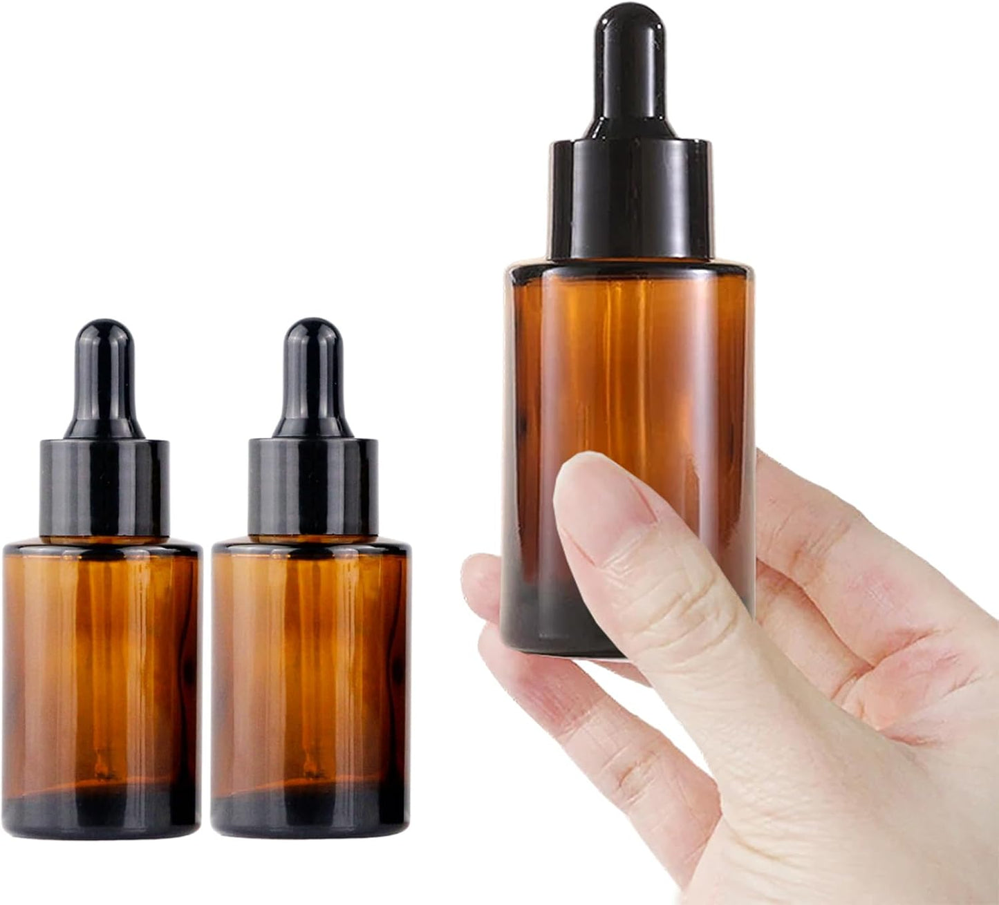 12 Pack 1 oz Amber Glass Dropper Bottle Essential Oils Bottle with Glass Eye Droppers,for Serum Essence Oil,Perfumes,Liquids (Amber, 1oz)