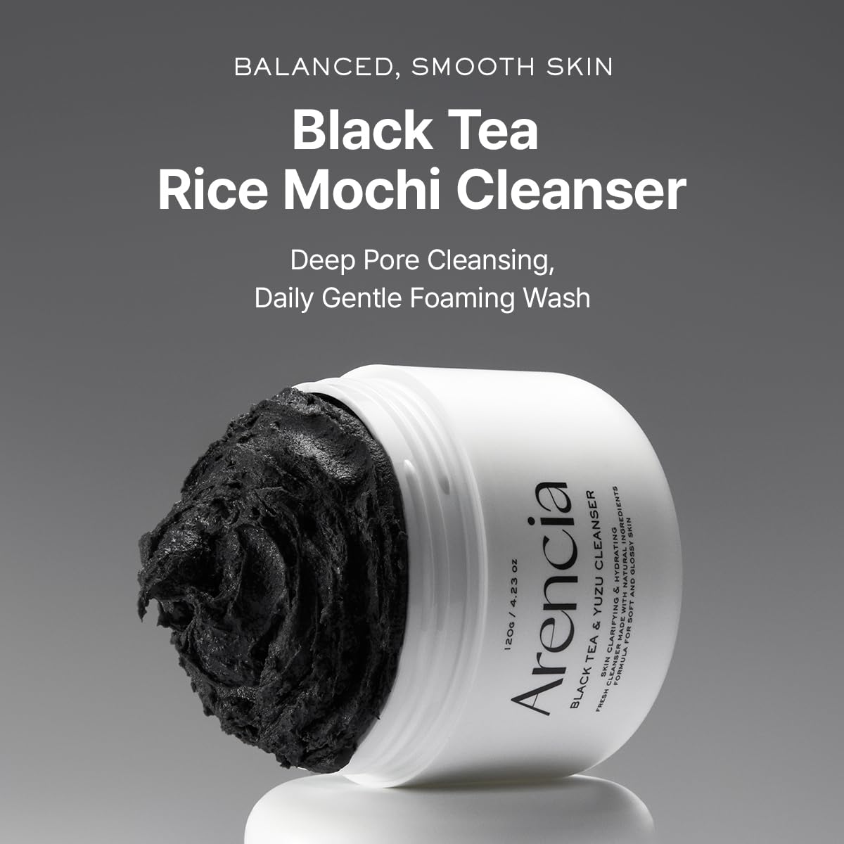 ARENCIA Black Tea Rice Mochi Face Cleanser, 120g, Pore Care, Sebum Control, Oily Skin
