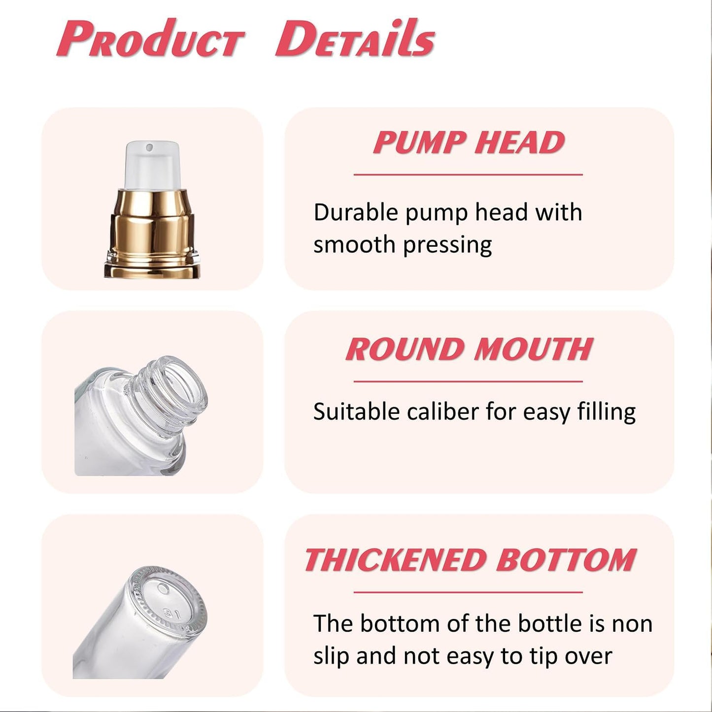 3Packs 60ml/2Oz Clear Glass Pump Dispenser Bottles Refillable Lotion Glass Bottle with Pump Empty Cosmetic Containers Travel Sample Bottles for Essential Oils Lotions DIY Skin Cares