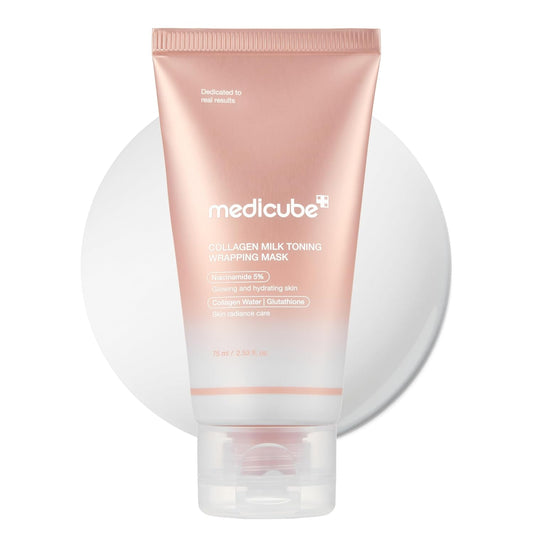 medicube Collagen Glazed Milky Glow Daytime Wrapping Mask | Quick & Easy-to-Peel Mask for Radiance, Hydration & Smooth Texture | Glutathione, Niacinamide, 130Da Collagen for Plumped, Glass Glow Skin