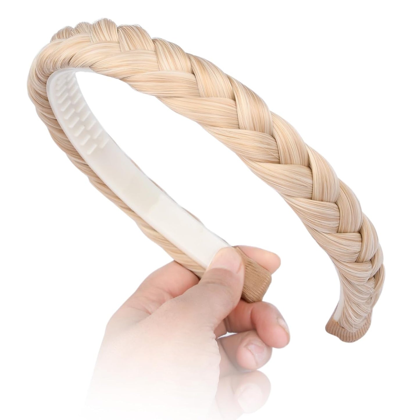 DIGUAN Width 0.9 inches Synthetic Hair Plaited Headband Braid With Teeth Hair Band Accessories for Women Girl (Light Honey Blonde)