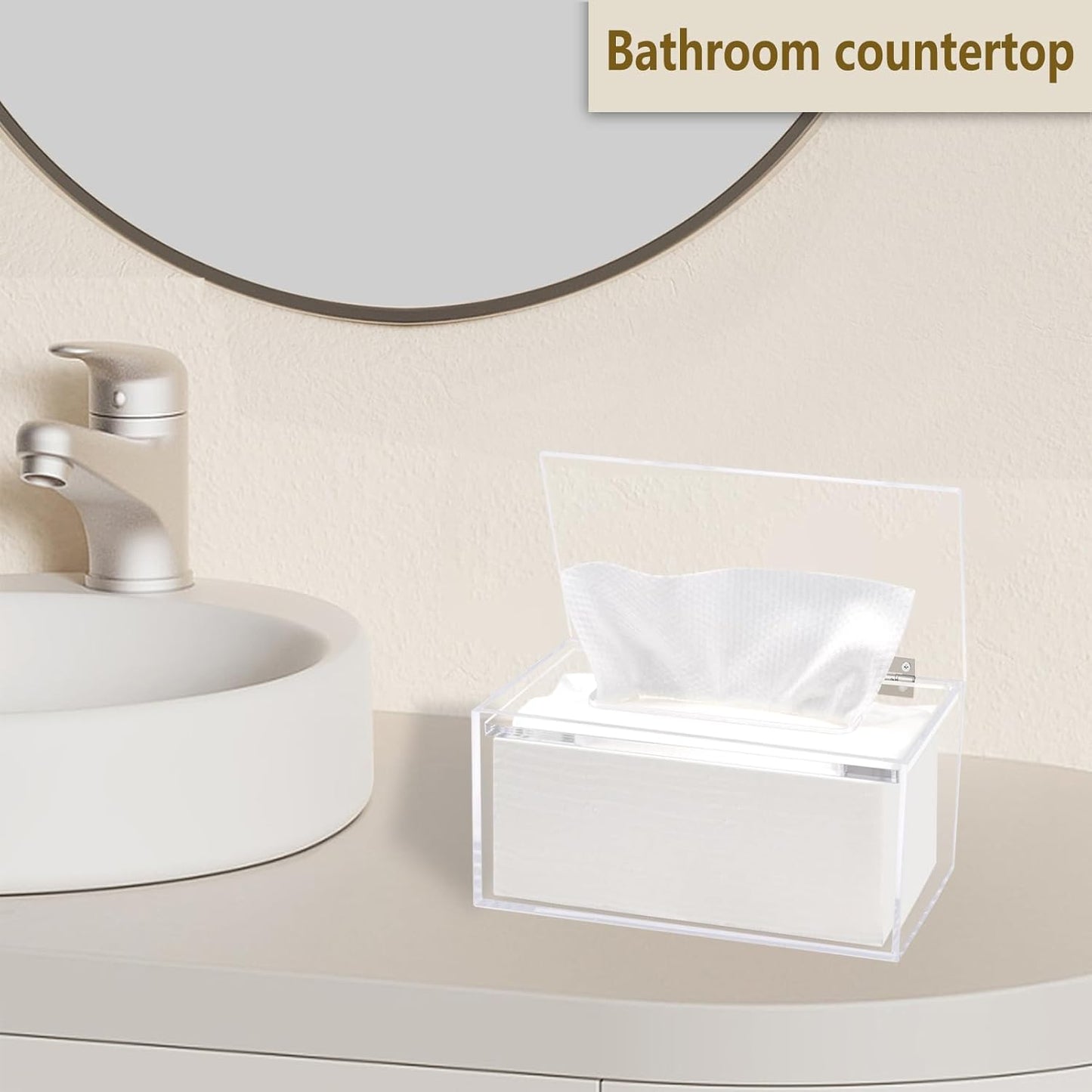 Wipes Holder Container Refillable, Acrylic Dispenser Box for Disposable Wipes, Rectangle Disposable Face Towels, Clear
