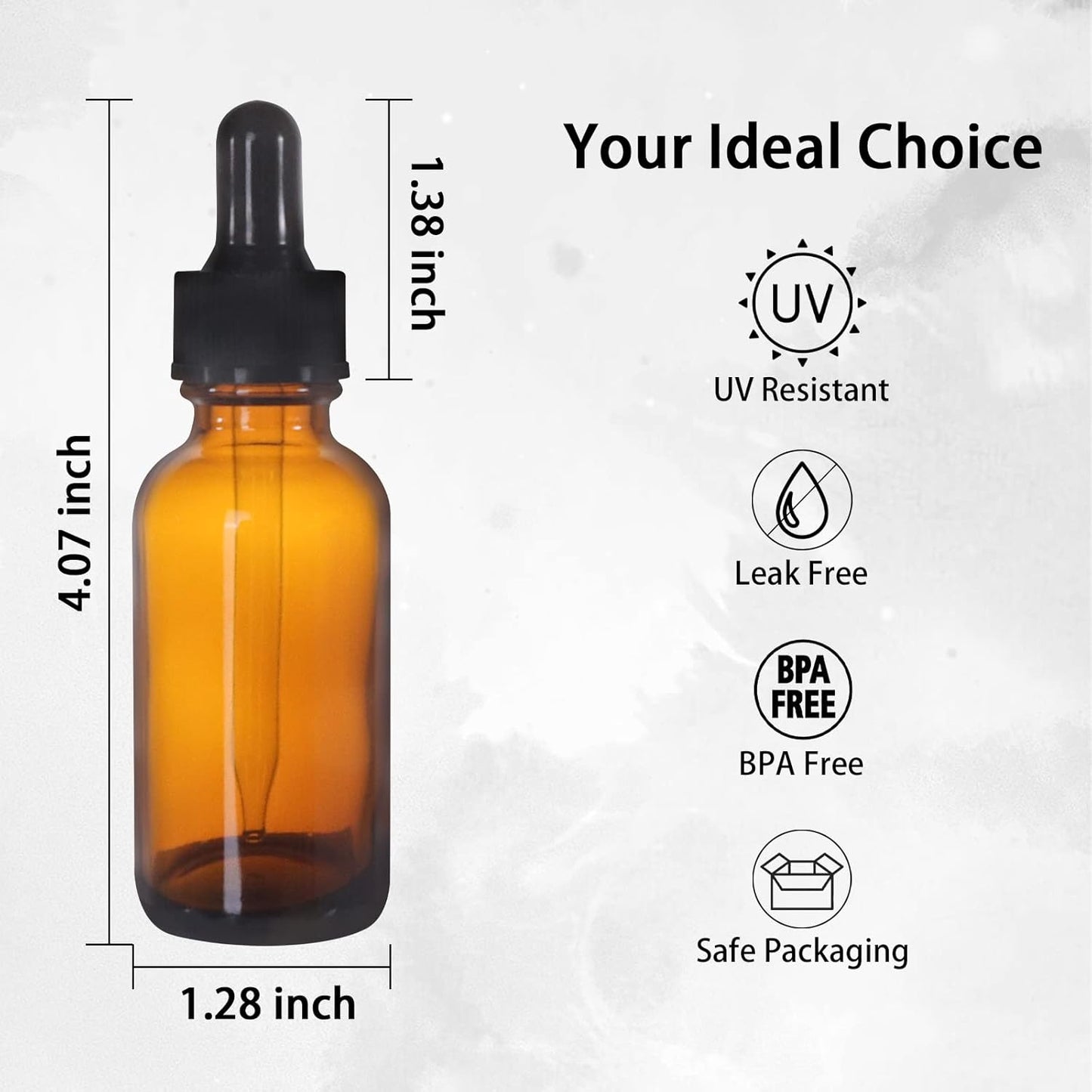 48 Pack 1oz Amber Glass Bottles with Glass Eye Droppers for Essential Oils, Perfumes & Lab Chemicals (Brush, Funnels, 2 Extra Droppers, 54 Pieces Labels & 30ml Measuring Cup Included)