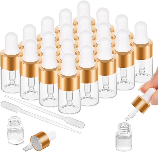 100 Pack Mini Dropper Bottle for Cuticle Oil, 2ml Small Sample Essential Oil Dropper Bottles for Travel, Clear Empty Vails for Cosmetic Perfume
