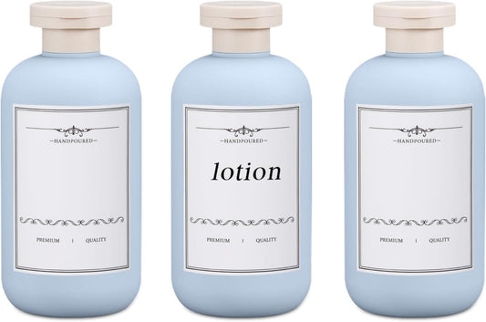 6.8oz Travel Bottles for Toiletries, Empty Plastic Squeeze Bottles with Flip Cap, Lotion Container for Toiletries Travel Size Shampoo and Conditioner (3 pack, bule)