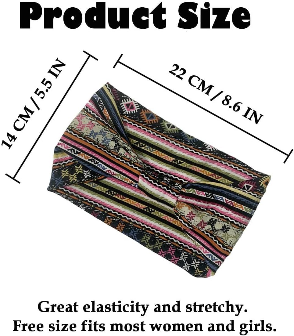 K-Elewon 3 Pack Women Wide Elastic Head Wrap Headband Sports yoga Hair Band