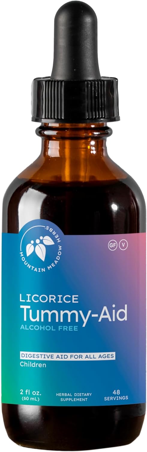 Mountain Meadow Herbs Licorice Tummy-Aid for Babies & Kids – Gas Relief Drops for Colic, Upset Stomach, Reflux & Bloating – Natural, Alcohol-Free Liquid Formula – 2 oz