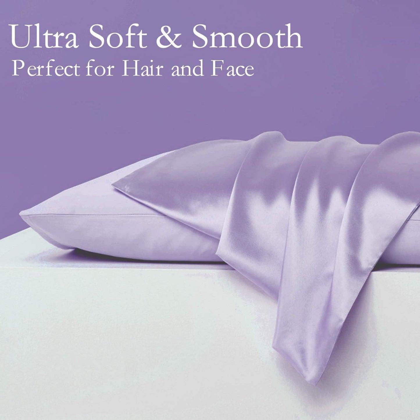 Silk Pillowcase for Hair and Skin 2 Pack 100% Mulberry Silk Bed Pillowcase Hypoallergenic Soft Breathable Both Sides Silk Pillow Case with Hidden Zipper, Pillow Cases (King, Light Purple)