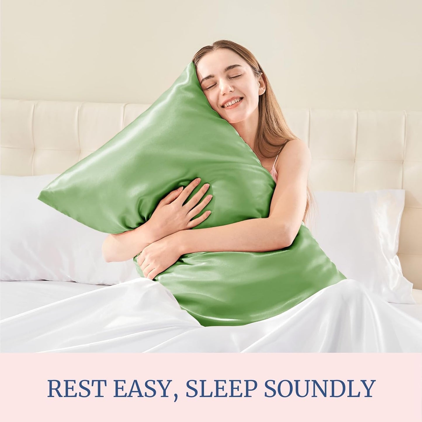 BEDELITE Satin Pillowcase for Hair and Skin, Super Soft and Cooling Similar to Silk Pillow Cases 2 Pack with Envelope Closure, Gift for Women Men(20"x36" King Size, Sage Green)