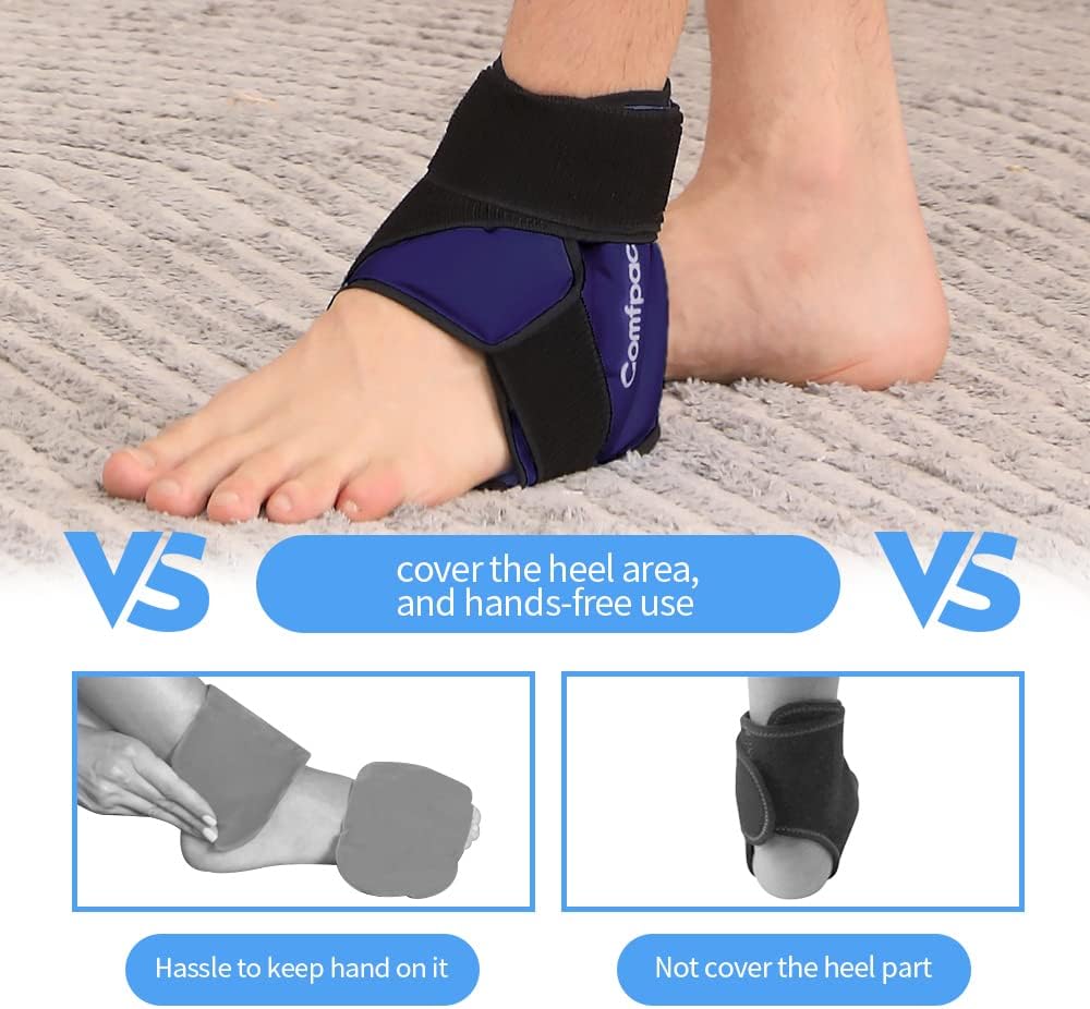 Ankle Ice Pack Wrap Heel Ice Pack for Pain Relief, Hot Cold Therapy Cold Pack for Plantar Fasciitis, Achilles Tendonitis, Ankle Sprain, Foot Pain, 2Packs